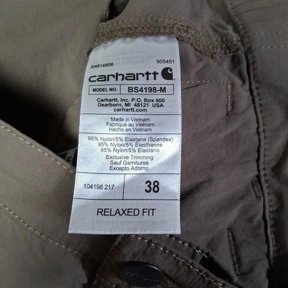 Carhartt Force Relaxed Fit Lightweight Ripstop Work Shorts Men's Size 38 BS4198M - Picture 9 of 9
